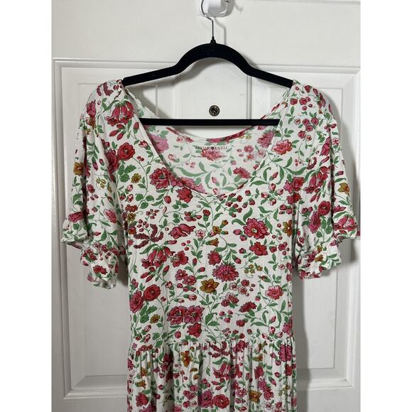 April Cornell Dress Womens XS Floral Short Sleeve Midi Ruffle Boho Summer Flowy - Picture 4 of 6